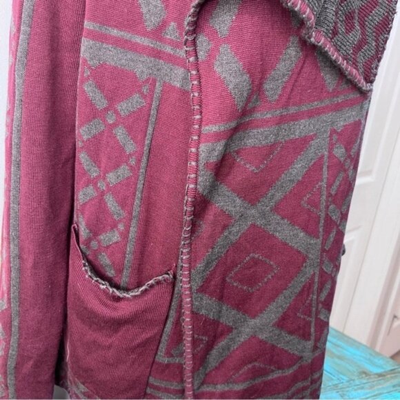 Melissa Nepton Burgundy Grey Cardigan Sweater Open Front Drape - Picture 5 of 12